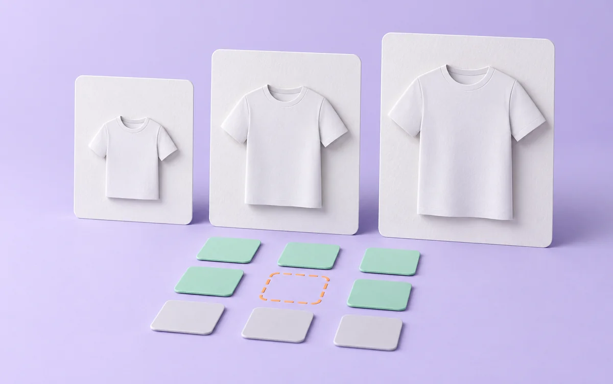Size and color availability cards
